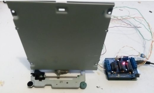2D scanner built from CD-ROM drive motors wired to an Arduino